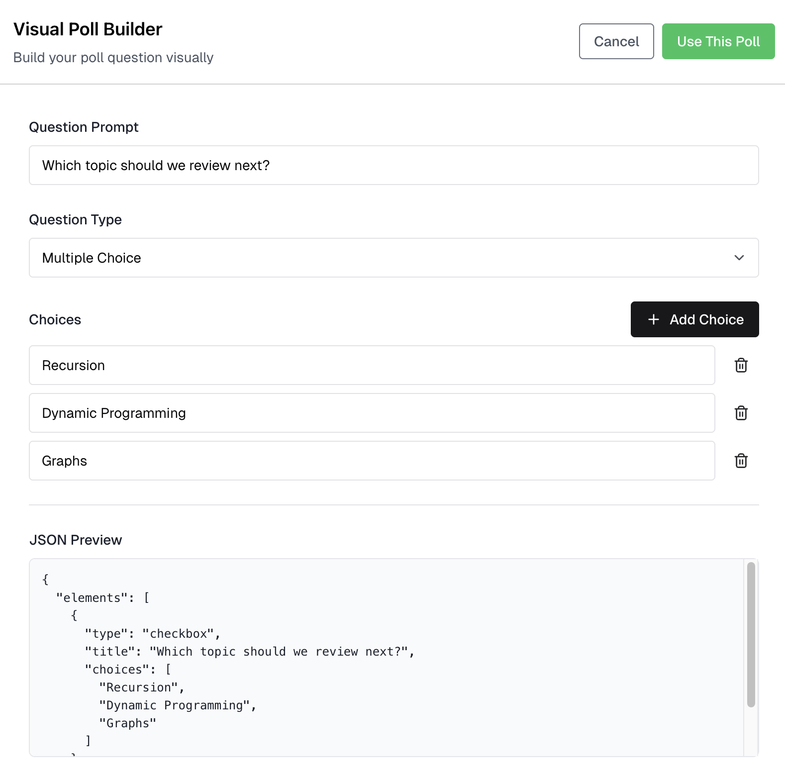 Polls Visual Builder